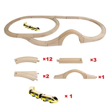 

Magnetic Construction Electric Train Set Wood Rail Car Extensiones All brands Wooden Track High-speed Rail Compatible Education
