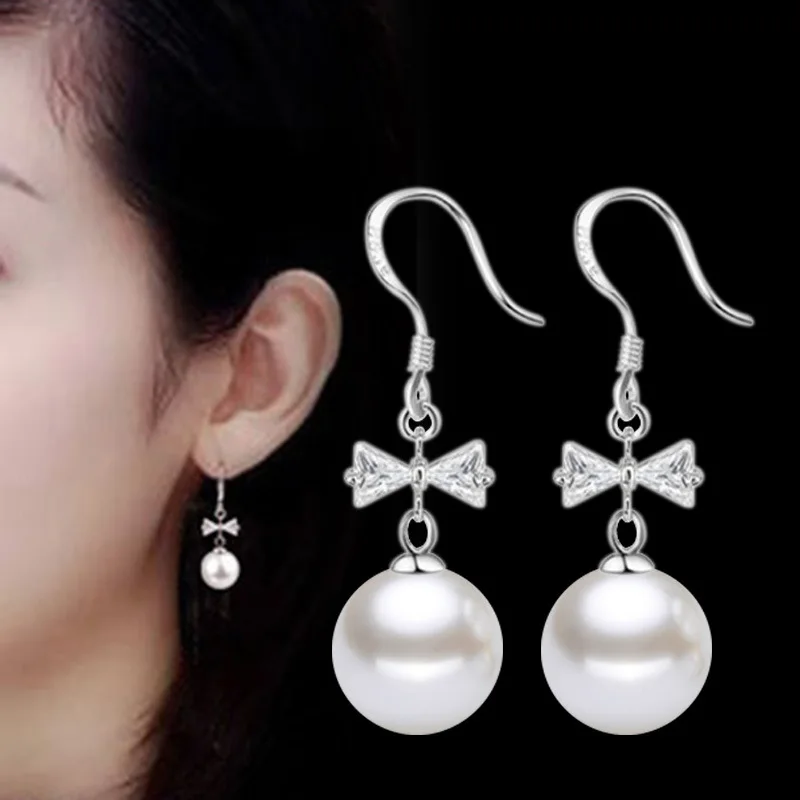 

Imitation Pearl Earring Korea Drop Earrings 925 sterling silver Jewelry New Fashion Long section Earrings