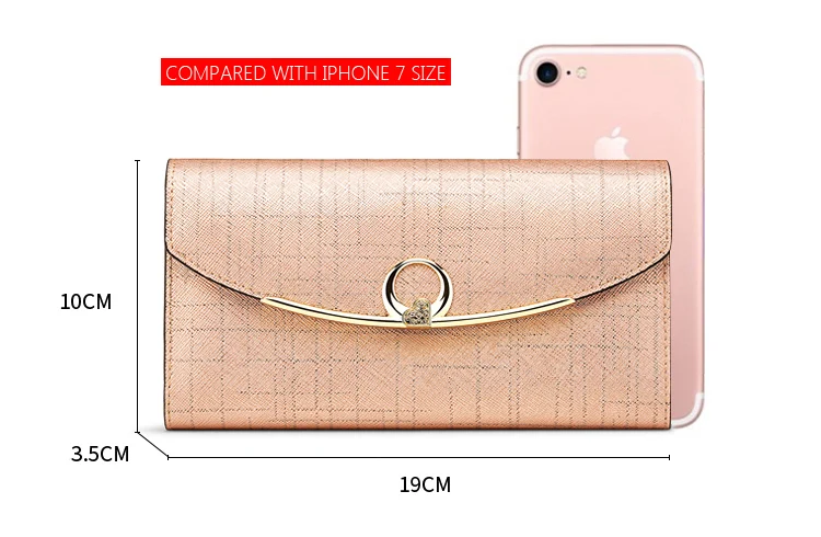 Genuine Leather Women Wallet Luxury Designer Hasp Leather Wallets Female Clutch Ladies 3 Fold Long Fashion Diamond Hasp Wallet