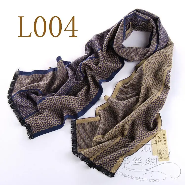 Silk warm and delicate 8 mulberry silk men's scarf to warm up and down black and white grey 005 male scarf