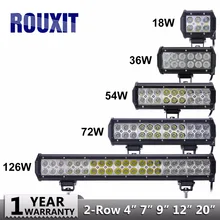 4, 7, 9, 12, 20 дюймов, 18 Вт, 36 Вт, 54 Вт, 72 Вт, 126 Вт, светодиодный рабочий светильник светодиодный светильник для мотоцикла, трактора, лодки, внедорожника, 4WD, 4х4, грузовик, внедорожник, ATV