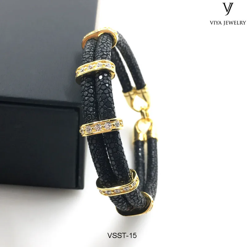 VSST-15-BLACK STINGRAY LEATHER ADD GOLD CLASP (9)