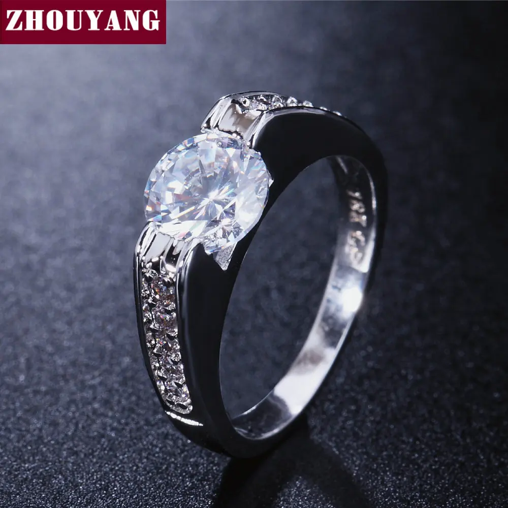 Top Quality CZ Wedding Ring Silver Color Jewelry Austrian Crystals Full Sizes Wholesale ZYR299 ZYR309