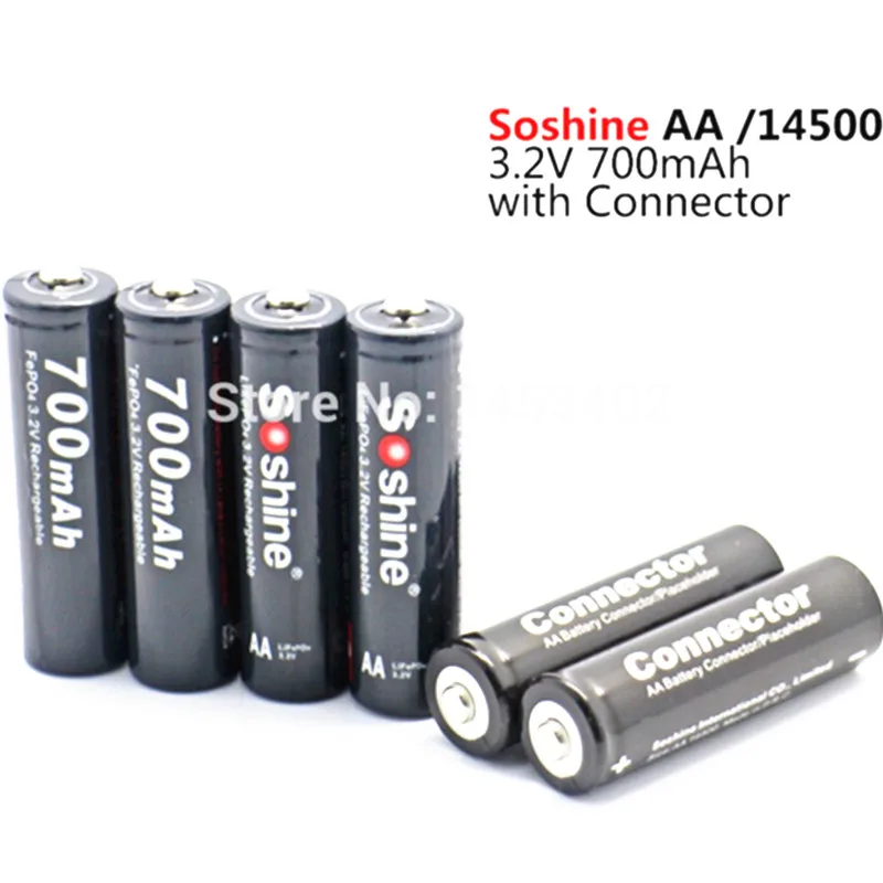 8 шт Soshine 3,2 V LiFePO4 батарея AA 14500 батарея pilas recargables защищена чехол для батареи и разъемами