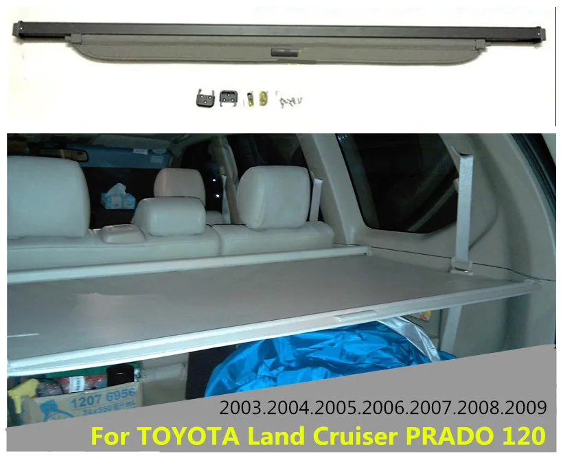 

Car Rear Trunk Security Shield Cargo Cover For TOYOTA Land Cruiser PRADO 120 2003.04.05.06.07.08.2009 High Qualit Accessories