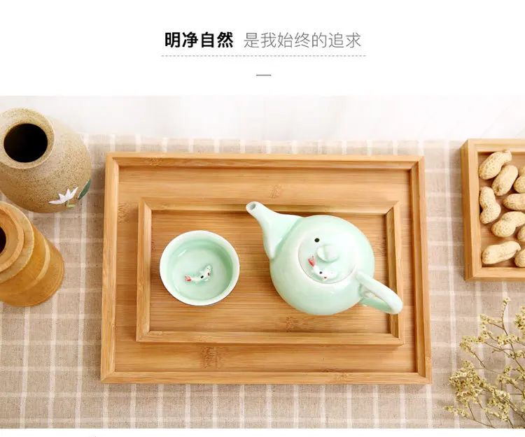 Набор чайных тарелок, Бамбуковая чайная тарелка, тарелка для торта, креативная кофейная чашка, коврик, деревянный поднос