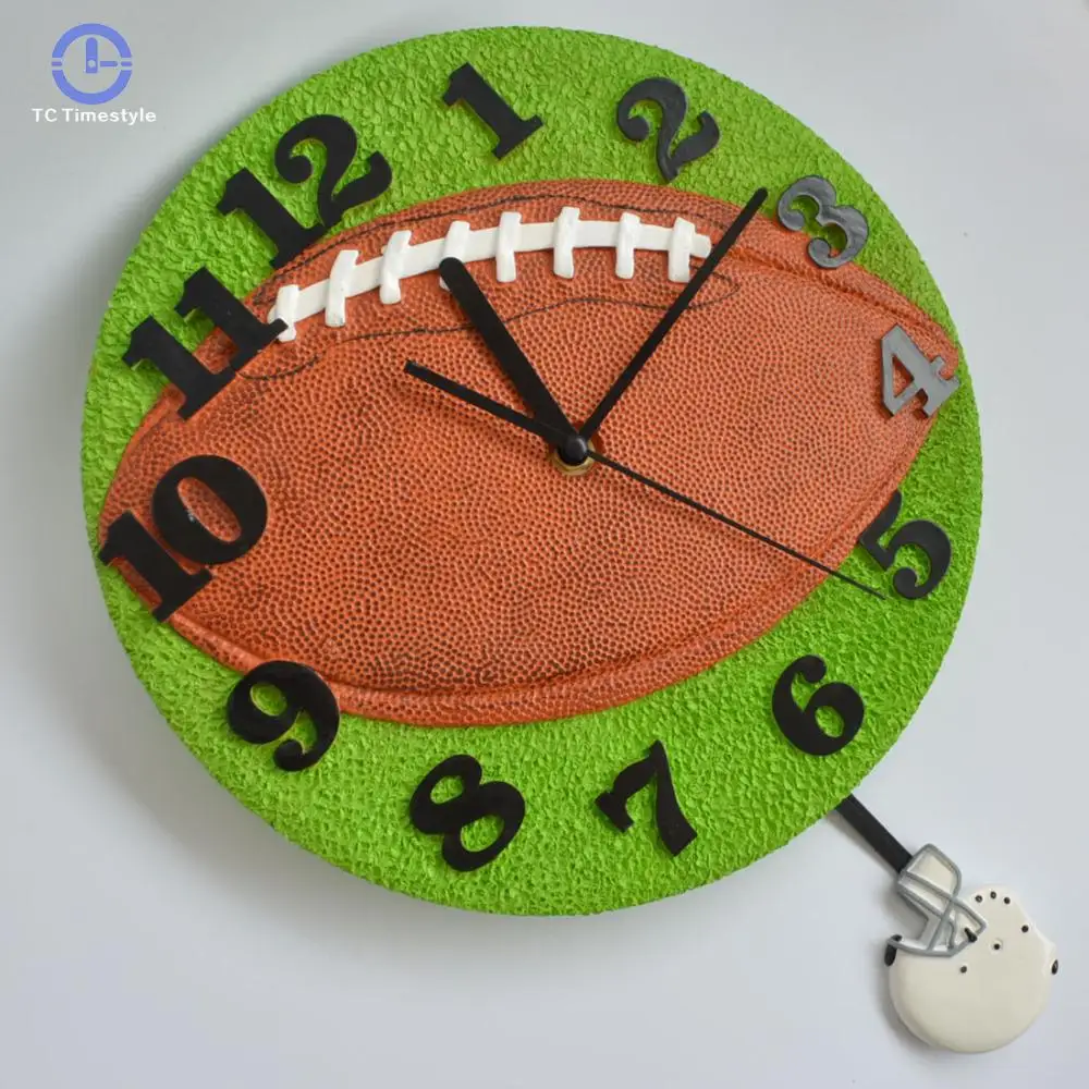 

Wall Clock Rugby Design Football Pendulum Watches Decorative Wall Clocks Kids Room Decoration Birthday Party