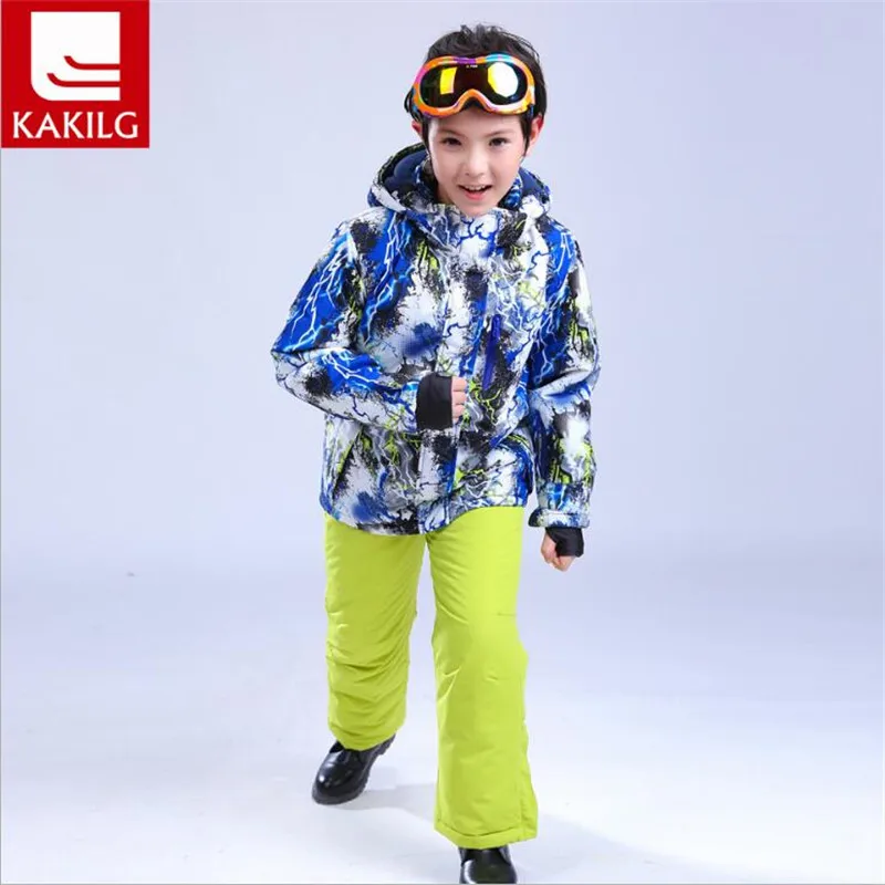 

2016KAKILG Khaki Genuine Boy Ski Wear, Thickening Wear, Heat Preservation, Anti Pollution, Child Skiing Suit Free Shipping