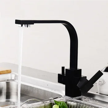 

Solid Brass Kitchen Faucet with Filtered Water Kitchen 3 Ways Mixer For Sinks Taps Cold Hot Swivel Drinking Water Tap Crane