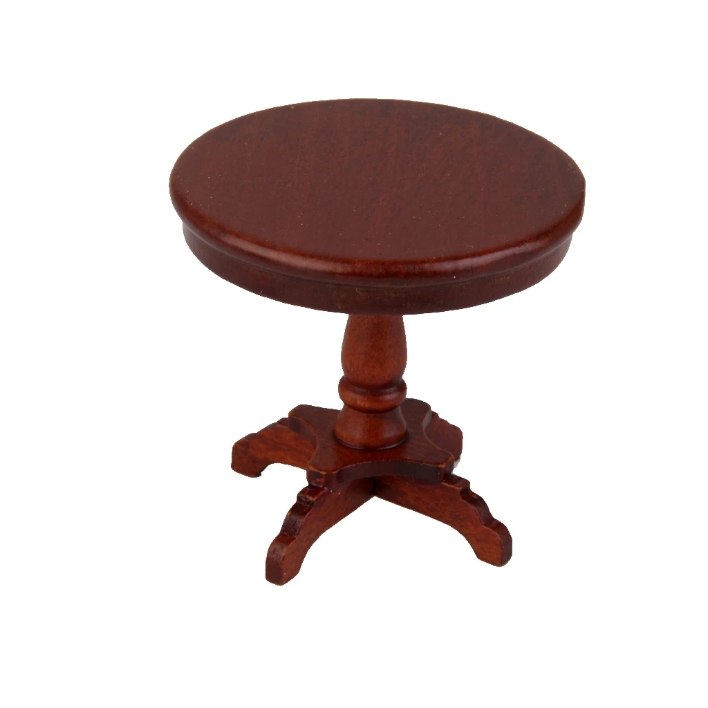 

1 Piece 1:12 Scale Dollhouse Round Table for Dolls House Bedroom Living Room Furniture Accessories Coffee Color