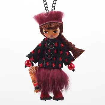 

Bonsny Handmade Doll Necklace French Statement Long Pendant 2015 New Winter Fashion Jewelry for Women Accessories