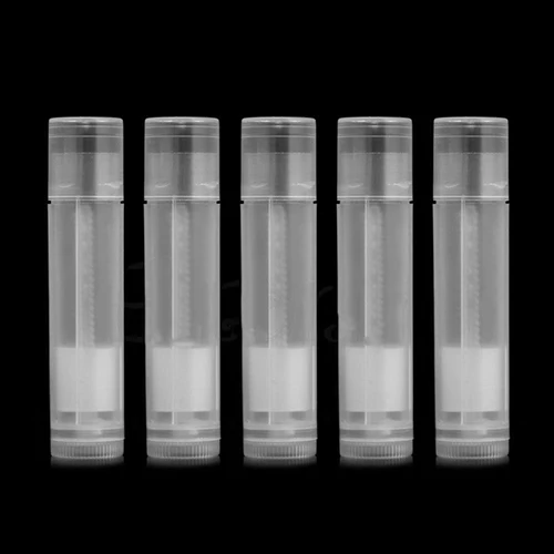 

New 5Pcs DIY Clear Empty Lipstick Lip Balm Twist Bottom Tubes Containers with Caps