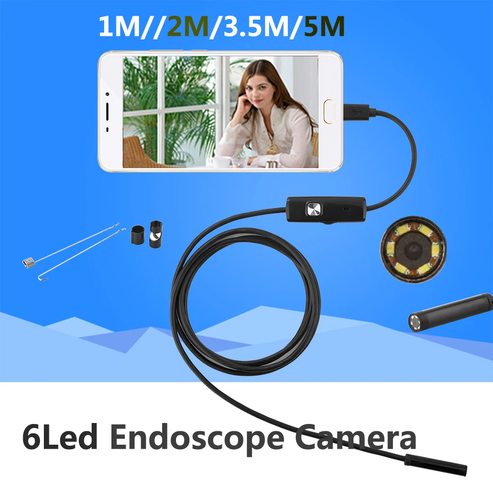 

5.5MM 2M Mini Usb android Inspection endoscope Camera Underwater Endoscopio Tube snake Micro-cameras For PC Android Phone car 5M
