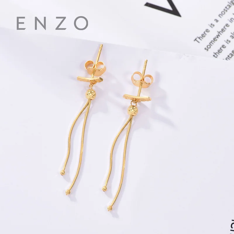 

Enzo Real 18K Gold Earring Fine Jewelry Women Miss Girls Gift Party Female Drop Earrings Solid Hot Sale New Good Ethnic