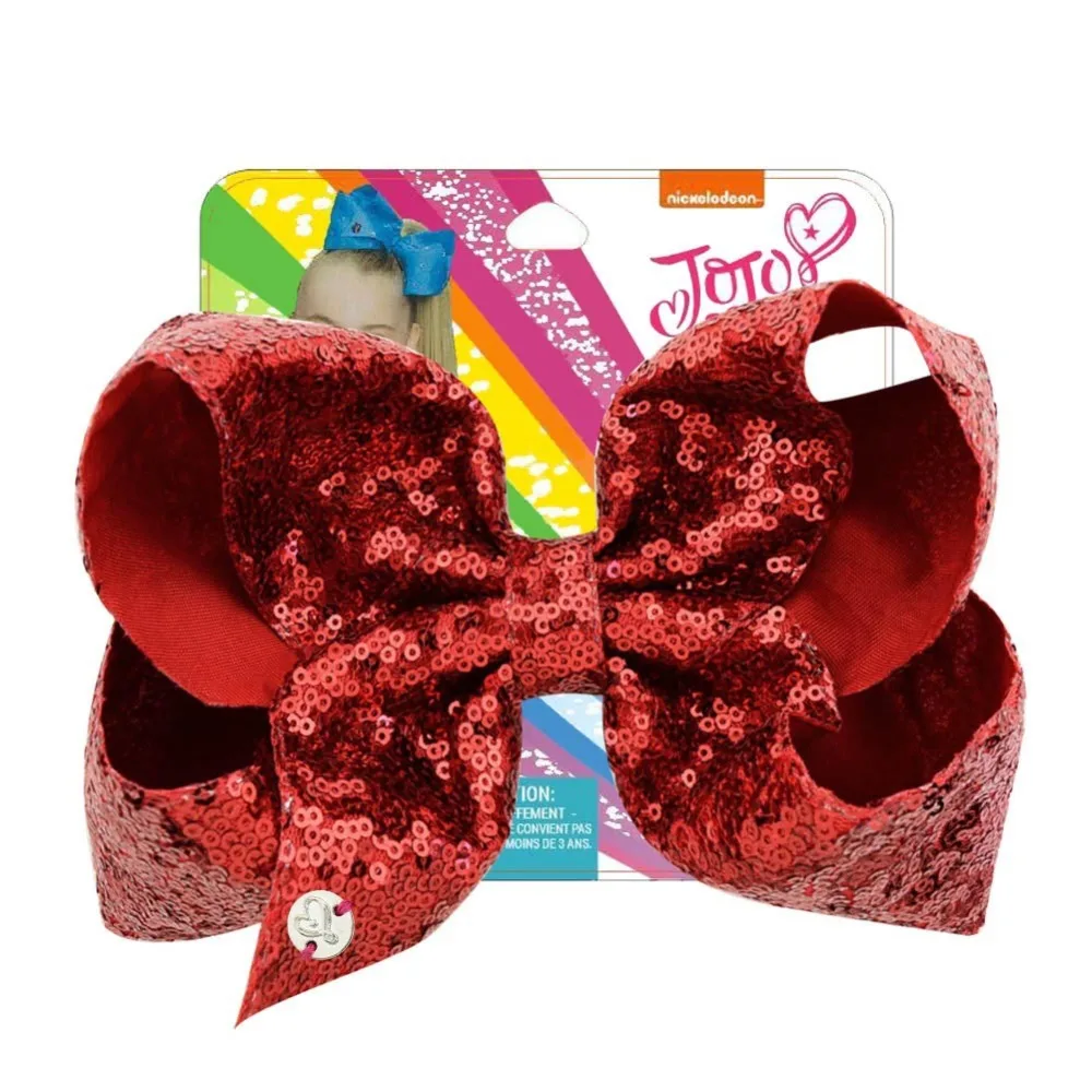 

8" Red party with Sequin Hair Bows for Girls with Clips Bowknot Handmade Hair Decoration Party Favor for Princess Jojo Bows
