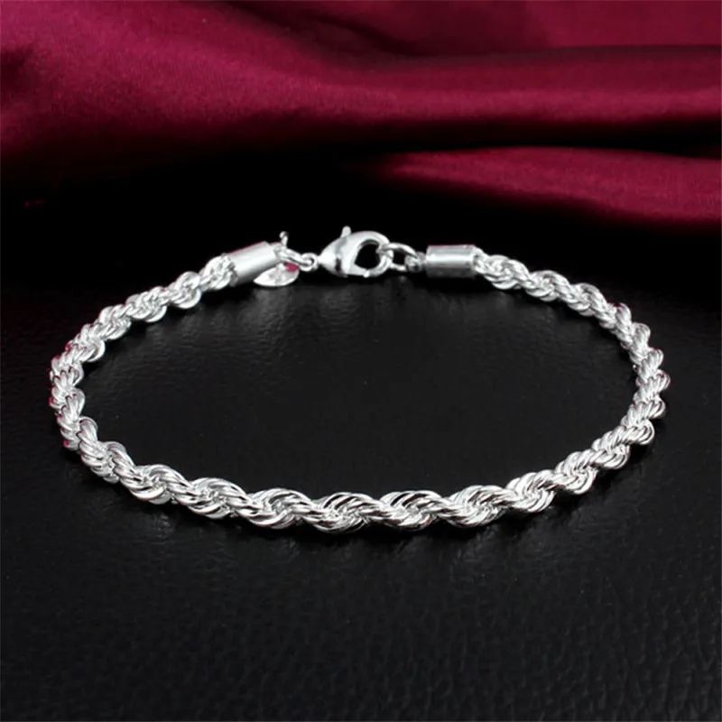 

Fashion Silver Plated Chain Bracelets For Women Charm Bracelet Twisted Link Bracelets & Bangles Free Shipping
