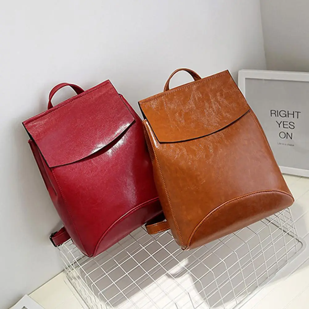 

Solid Color Leather Women's Travel Casual Soft Backpack Shoulders Bag Leather Backpacks for Teenage School Shoulder Bag Bagpack