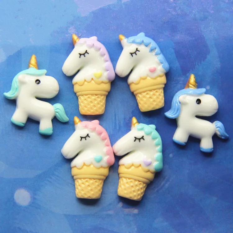 

New 100pcs/lot Cute Carton DIY Accessories Unicorn Flatback Diy Center Crafts Mobile Ornament Unicorn Headband Hair Accessory