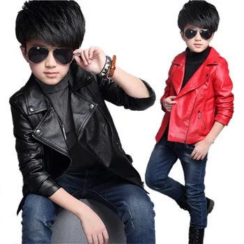 

V-TREE Children PU Leather Jacket Boys Autumn Leather Coat Girls Winter Jacket Children Solid Casual Outerwear 3-12 Year