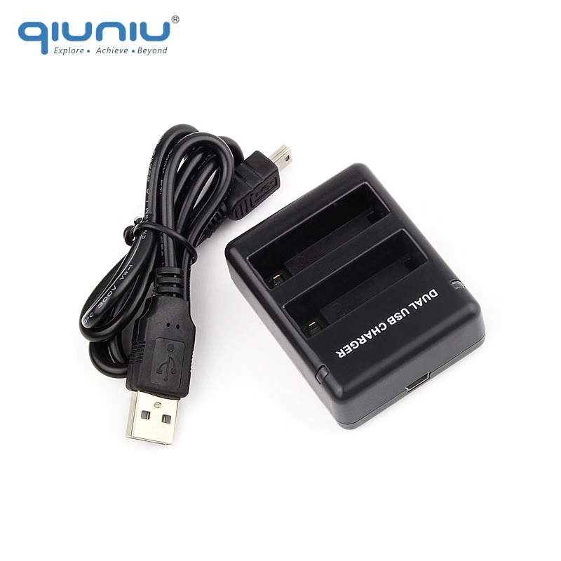 

QIUNIU Dual Port Slot Charger Charging Dock Two Battery Charging Tide for GoPro Hero 4 AHDBT-401 Battery with USB Cable