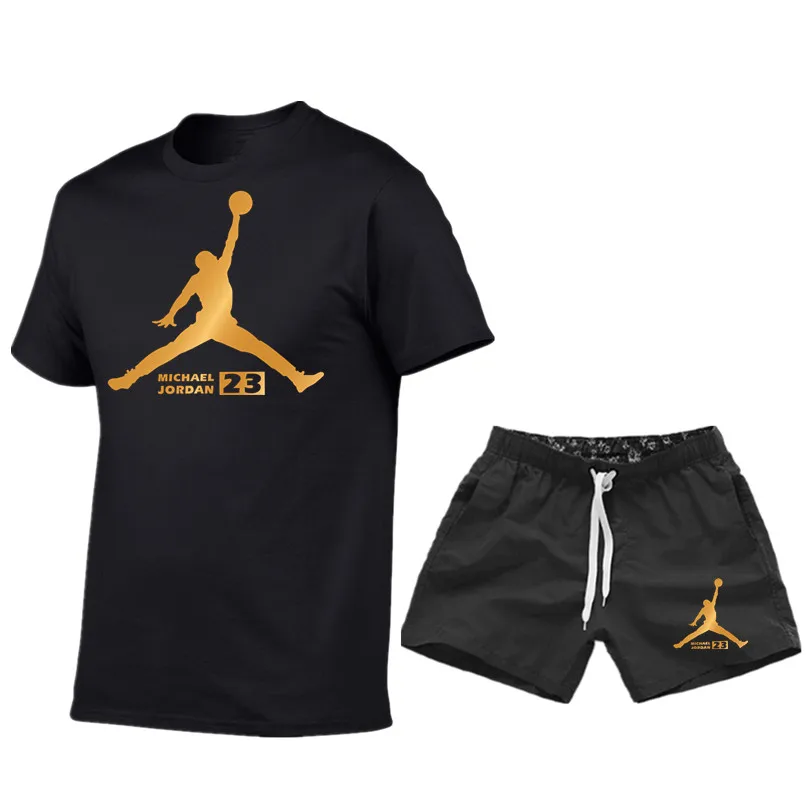

2019 New 23 JORDAN Summer Hot Sale Men's Sets T Shirts+pants Two Pieces Sets Casual Tracksuit Male Tshirt Fitness trouser