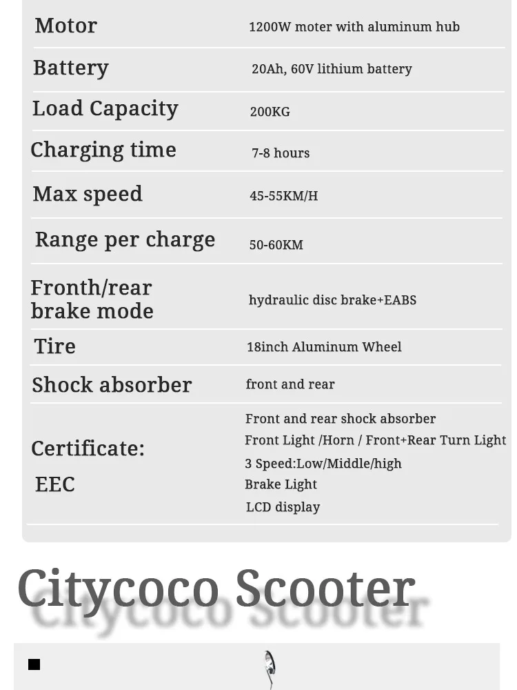 Склад в Европе EEC/COC/CE Европа Citycoco 1000/2000 Вт Электрический скутер 60 в электрический скутер двухколесный мотоцикл съемный аккумулятор
