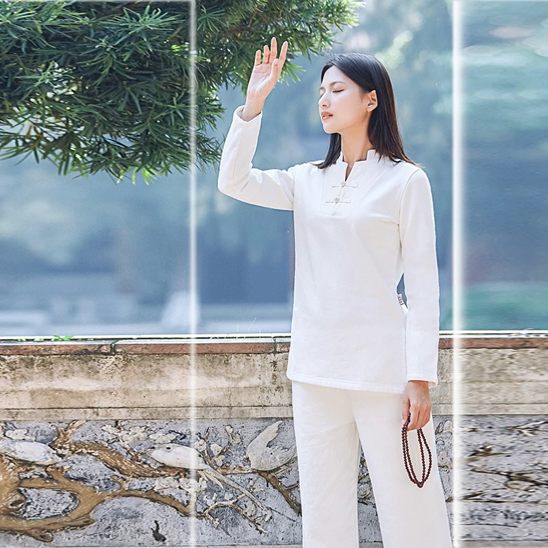 Winter Warm Tracksuit For Women Gym Cotton Sport Yoga Suit Shirt Pants Yoga Set Meditation Clothing Woman Tai Chi Clothing