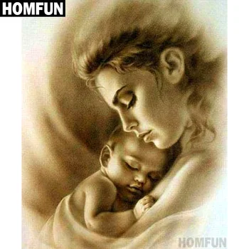 

HOMFUN Full Square/Round Drill 5D DIY Diamond Painting "Woman child" Embroidery Cross Stitch 3D Home Decor Gift A00592