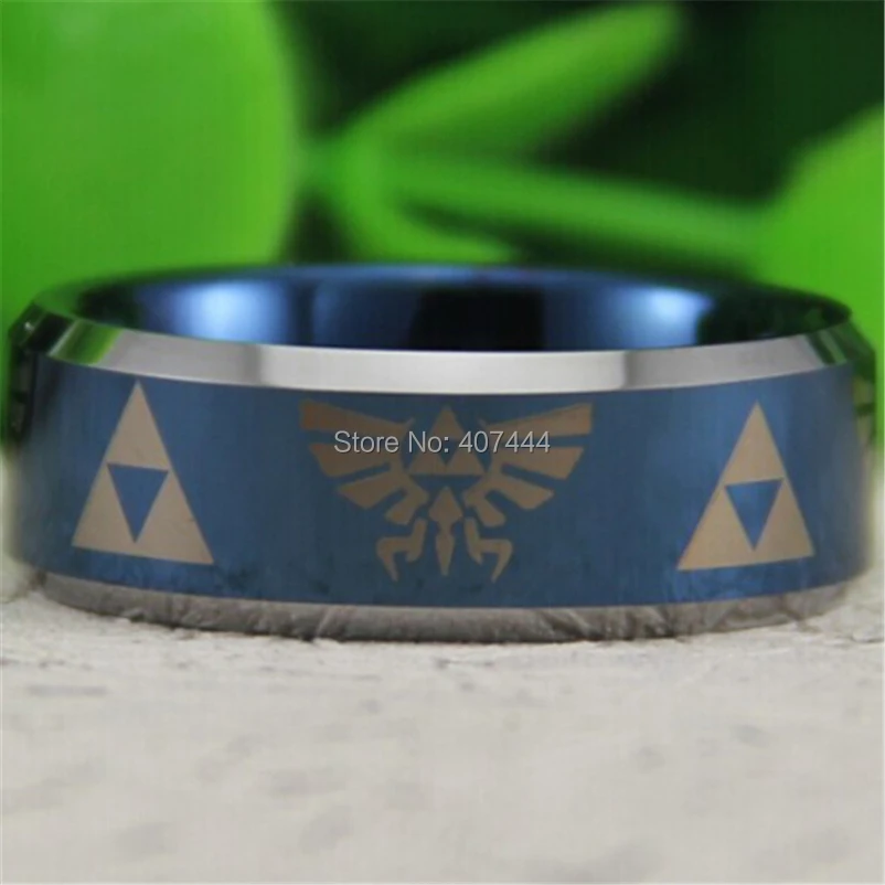 Free Shipping USA UK Canada Russia Brazil Hot Sales 8MM Blue Silver Bevel Comfort Fit Legend