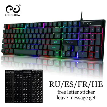

Gaming Keyboard Backlit 26 Anti-ghosting Game Keyboard RU/ES Layout Wired Imitation Mechanical Keyboard 104 Keys for PC Gamer