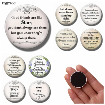 

Family Friend Lover Friendship Gift Funny Quotes 30MM Glass Dome Refrigerator Magnets Alphabet Magnetic Letters Stickers Message