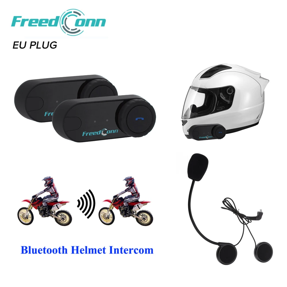 

2 Pcs FreedConn T-COM VB Intercom 800M Bluetooth Interphone Motorcycle Helmet Headset With EU Plug Supports A2DP And AVRCP