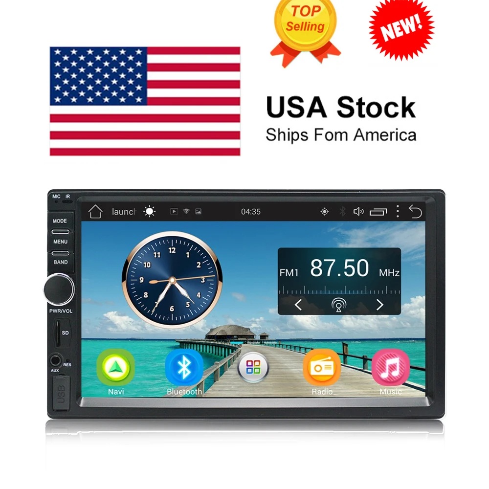 

7" android 6.0 car radio tuner GPS bluetooth Touch 1024*600 2 din universal Autoradio in-dash frame 178*102mm External Mic Input