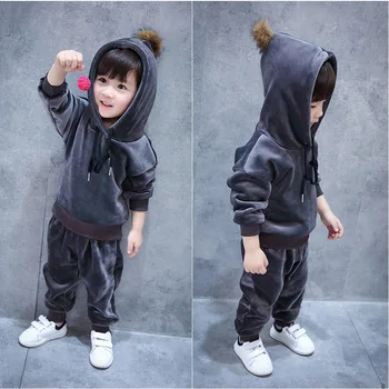 

Spring Autumn Kids Thicken Clothing Set Baby Warm Suit Boys Girls Clothes Children Long Sleeve Tops+ Pants Clothing Set