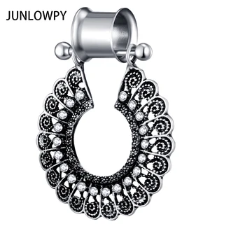 

JUNLOWPY New Style Double Flared Steel Flesh Tunnel with Tongue Barbell Tragus Ear Plug Expander Piercing Body Jewelry Men 60pcs