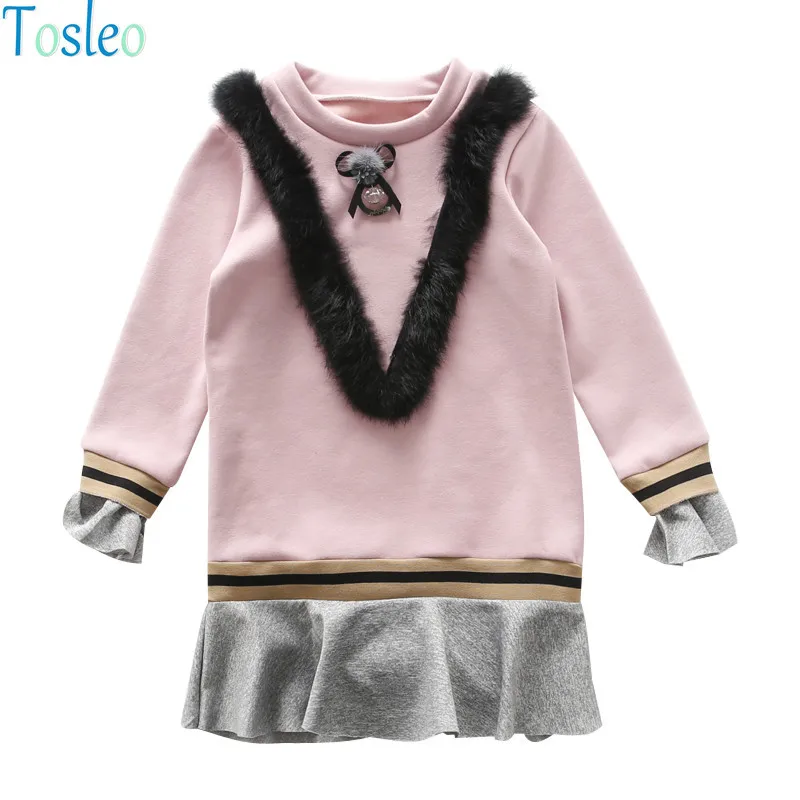 

Long Sleeve Dress Girl Christmas Dress Faux 2018 Autumn Winter Bowtie Toddler Girl Dresses Kids Clothes Children Dress Striped