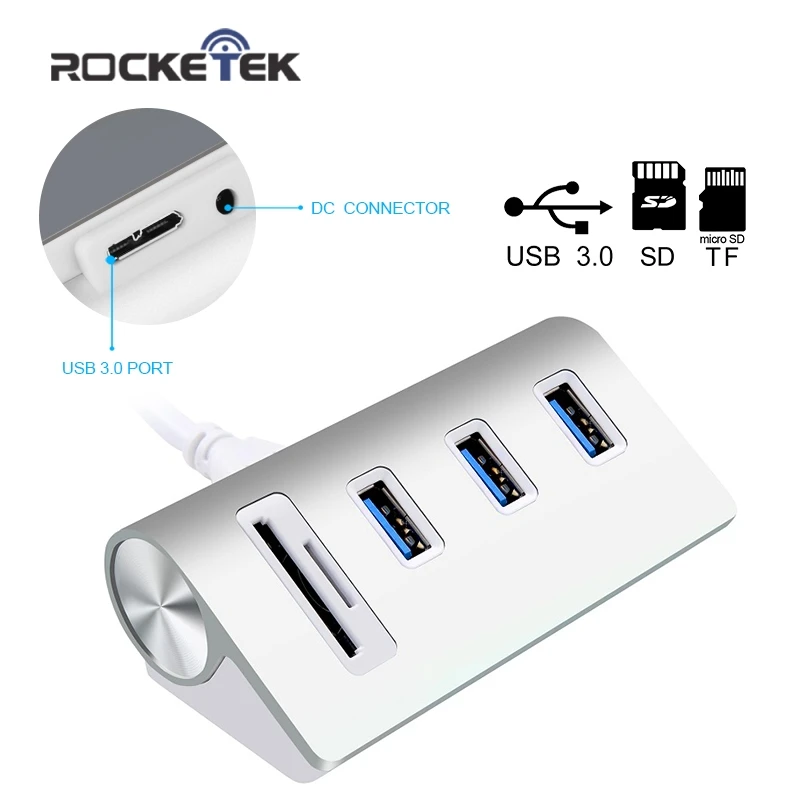 Rocketek Мульти usb 3,0 концентратор 3 порта адаптер сплиттер интерфейс питания SD/TF кард-ридер для MacBook Air компьютер Ноутбук аксессуары