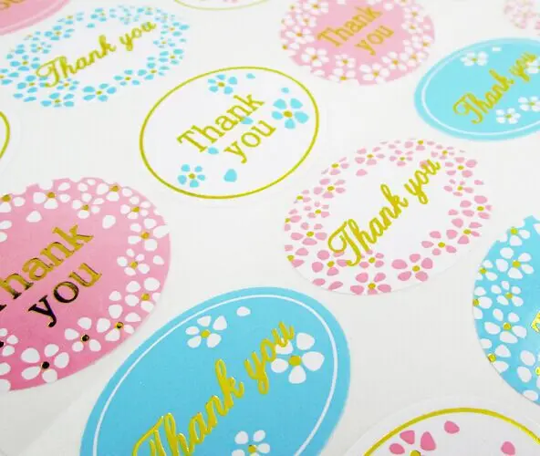 

240Pcs 2018 New Arrival Golden Thank you Flower Handmade Cake Sealing Label Kraft Sticker Baking DIY Gift Stickers M1047