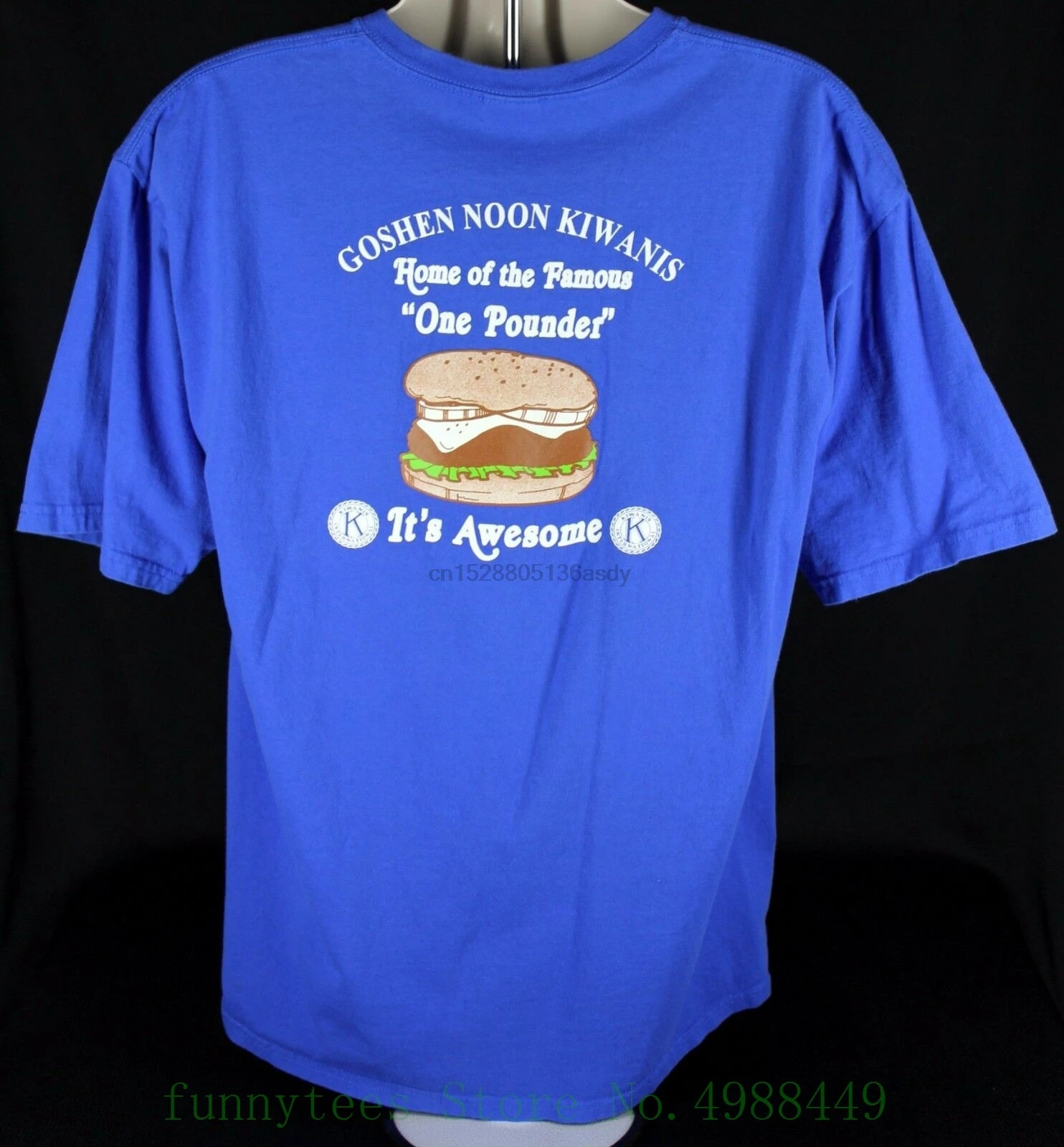Cheeseburger Kiwanis International Goshen Индиана синий Xl футболка сэндвич мужской батарея забавные