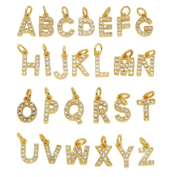 

5pc Fashion 26 Letters bling Alloy alphabet Pendant for necklace ABC Words tag Charms for Jewelry DIY accessories