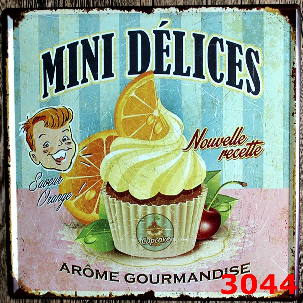 DELICIOUS CAKE PRINTING Tin Sign Metal Plaque Vintage Style Wall