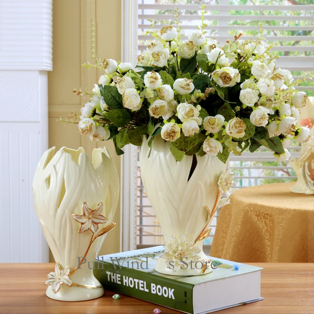 Vases en céramique ajourés, art classique, joli vase à fleurs en relief,  décoration de maison à la mode - AliExpress