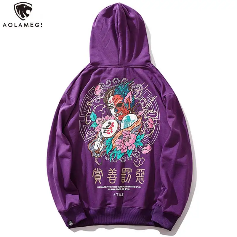 

Aolamegs Hoodies Men Chinese Painting Print Men Pullover Couple Casual Drawstring Hooded Hip Hop Sweatshirt Autumn Streetwear