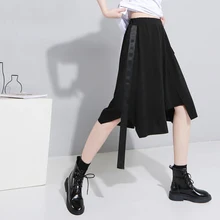 Красивые ленты Женская юбка пэчворк с высокой талией эластичные нерегулярные миди юбки весна плюс размеры повседневная одежда леди