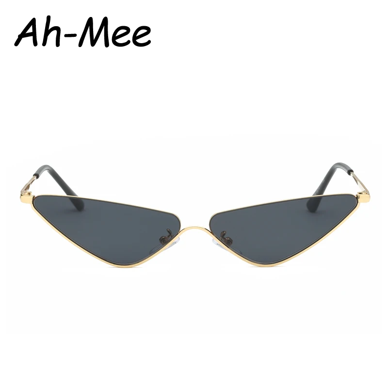 Retro Small Cat Eye Sunglasses For Women Brand Designer Metal Half Frame Shade Triangle