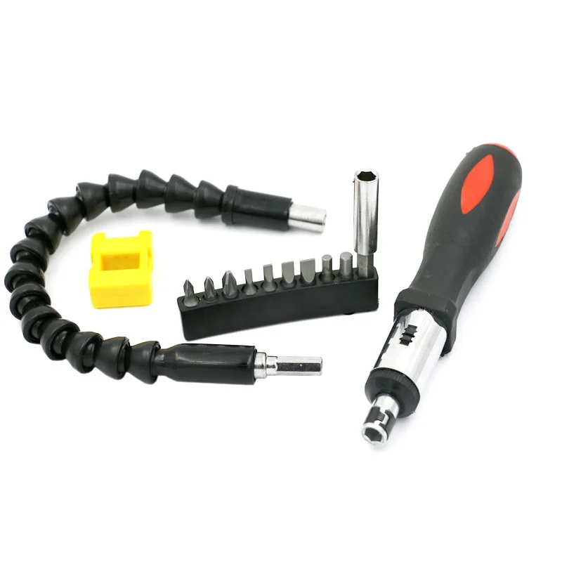 

13PC/set Electric Drill Screwdriver Bit Multifunctional Universal Snake Flexible Hose Cardan Shaft Connection Soft Extension Rod