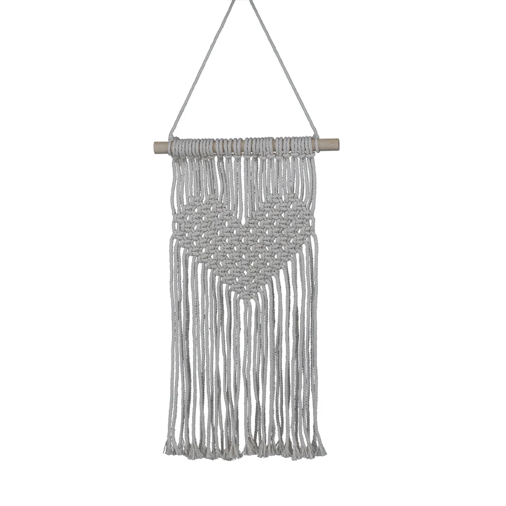 

Wall Hanging Knitted Tapestry Boho Heart Woven Tassels Living Room Bedroom Home Decoration TT-best