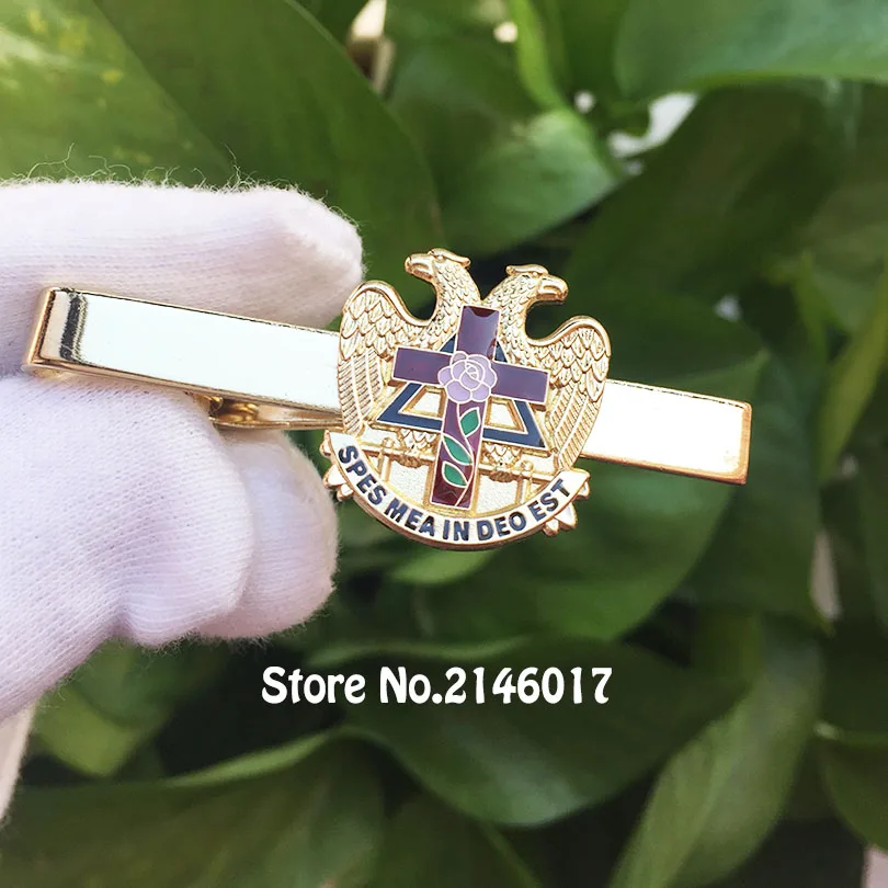 100pcs Custom Enamel Tie Bar Clips Masonic Masonry Freemason Gift Metal Craft Scottish Rite Rose Croix Cross 32 Degree
