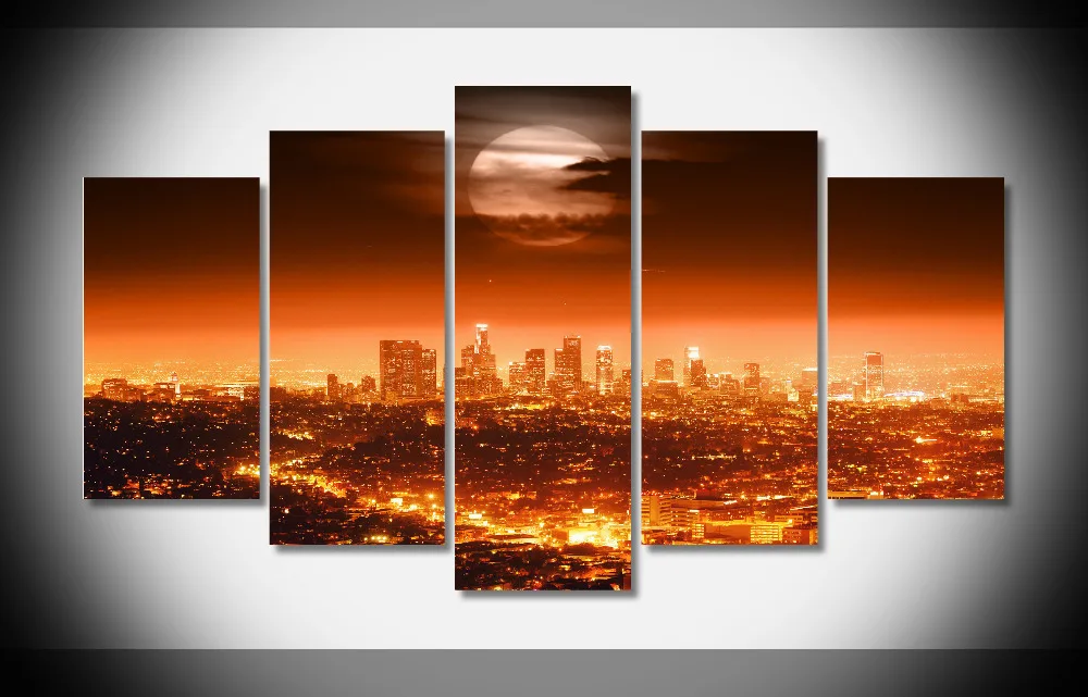 Art print POSTER CANVAS Los Angeles Skyline at Night