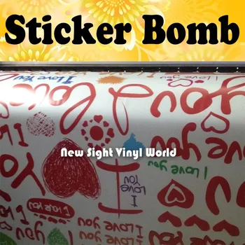 

I Love You Sticker Bomb Vinyl Sheet Sticker Bombing Sheet Roll Bubble Free Auto Graphics Size:1.50*30m/Roll